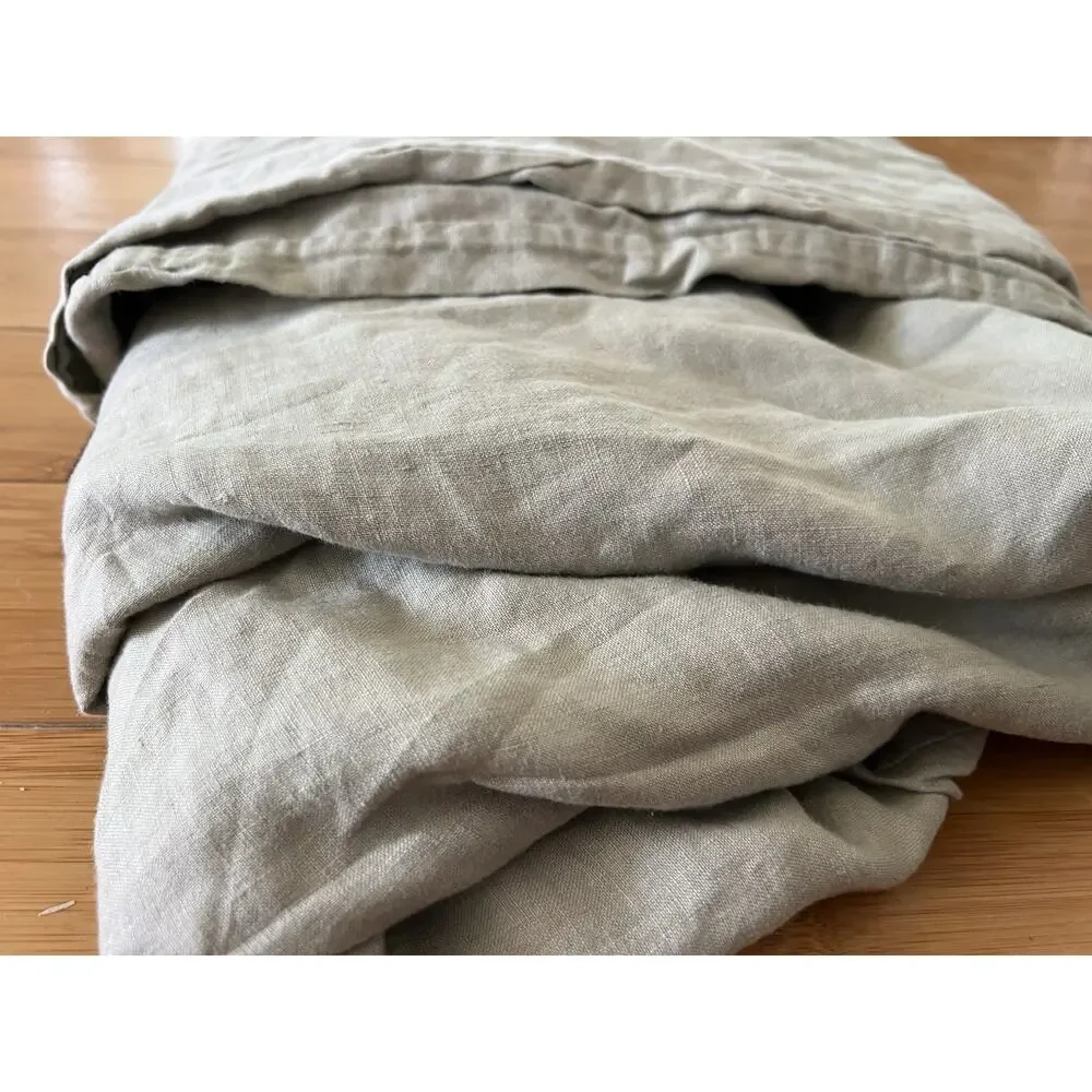 H&M HOME 100% Linen Duvet Cover Queen 88x92” Sage Green